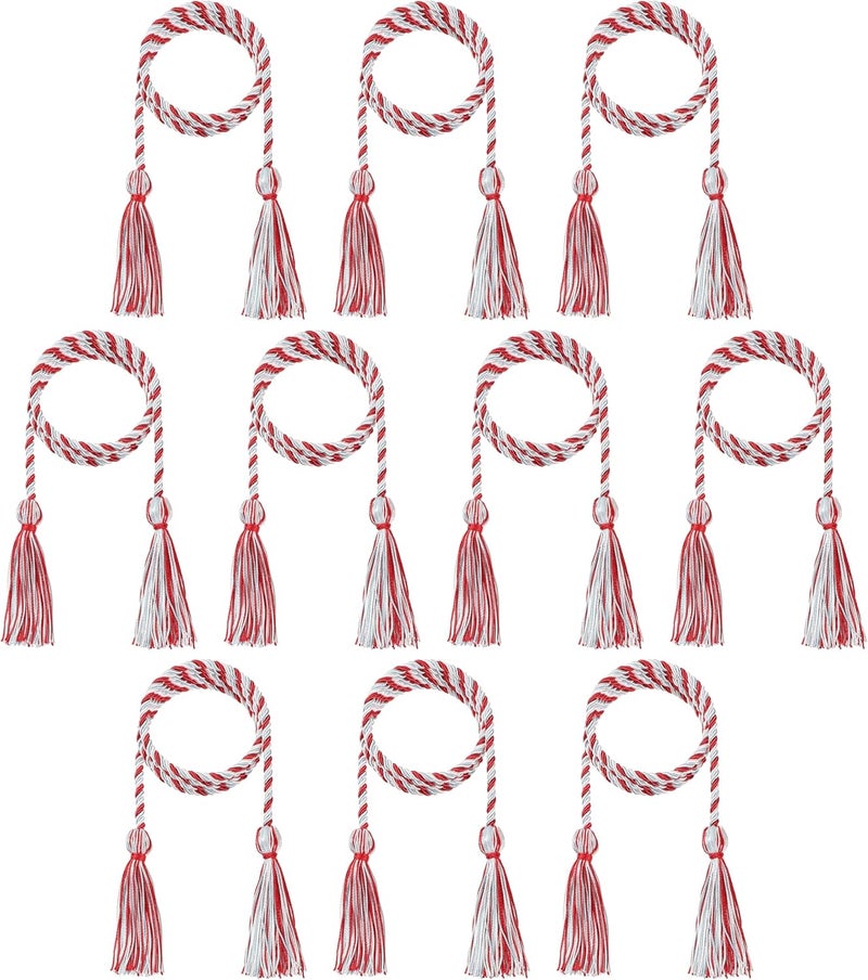 D DODOU 10 Pieces Graduation Cords Polyester Graduation Honor Braided Cords with Sewing Tassels for Bachelor, Master, Doctor 68" Long (Red SkyBlue White) - Image 1